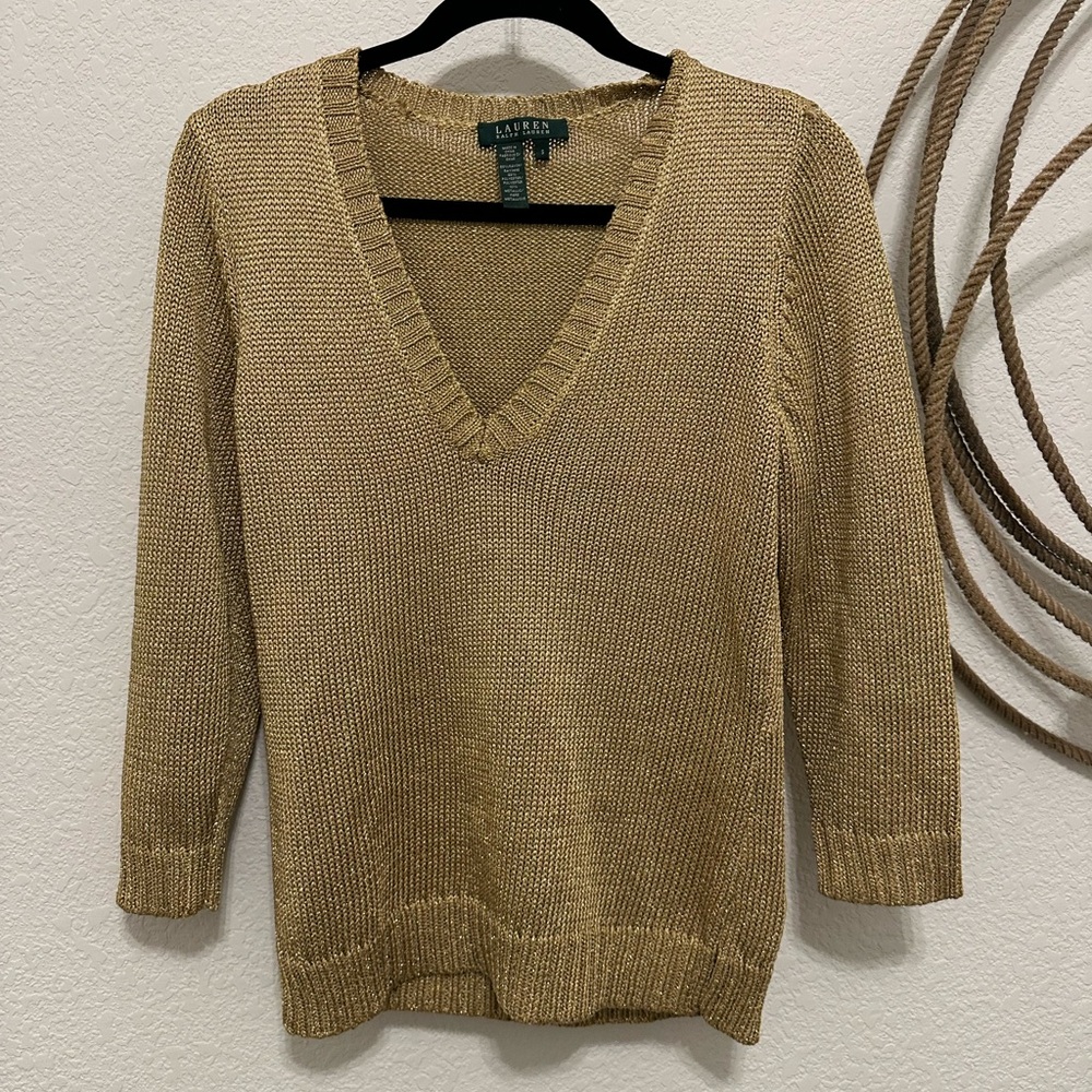 Ralph Lauren Gold V-Neck Sweater for Women
